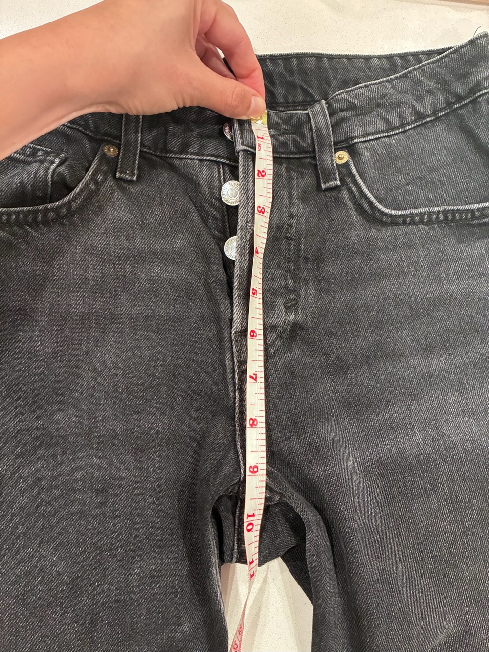 H&M Black Straight Regular fit Mid waist Ankle Jeans with Button Fly
